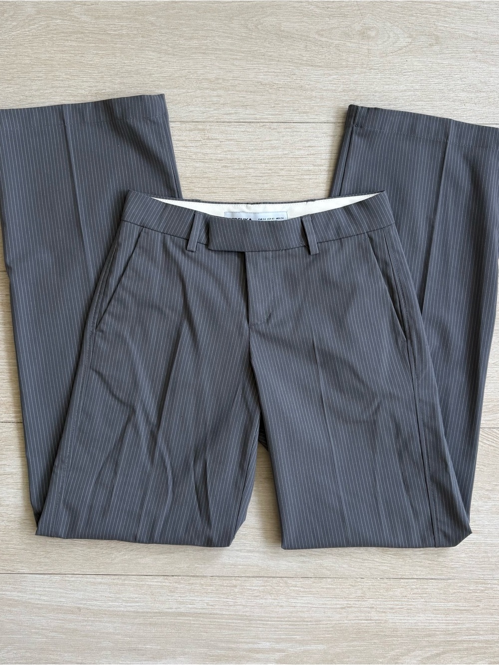 Bershka Grey Pinstripe Trousers
